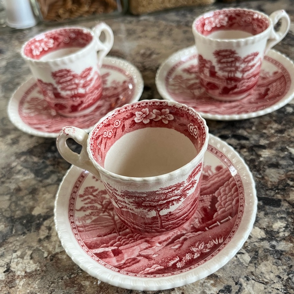 Three Copeland Spode’s Tower England Demitasse Cups & Saucers